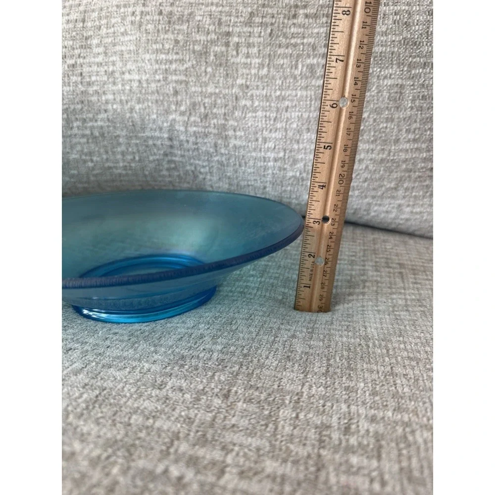 Vintage‎ Northwood Blue Iridescent Stretch Glass Console Bowl Opalescent 10